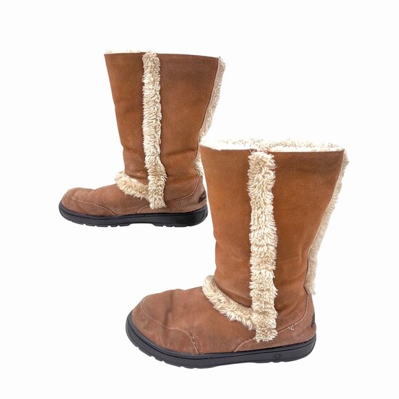 UGG AUSTRALIA NIGHTFALL 5325 BROWN SUEDE SHEARLING MID CALF BOOTS - W10 - Picture 1 of 10